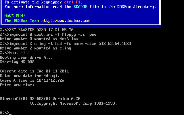 Install Windows 1.01 Dosbox
